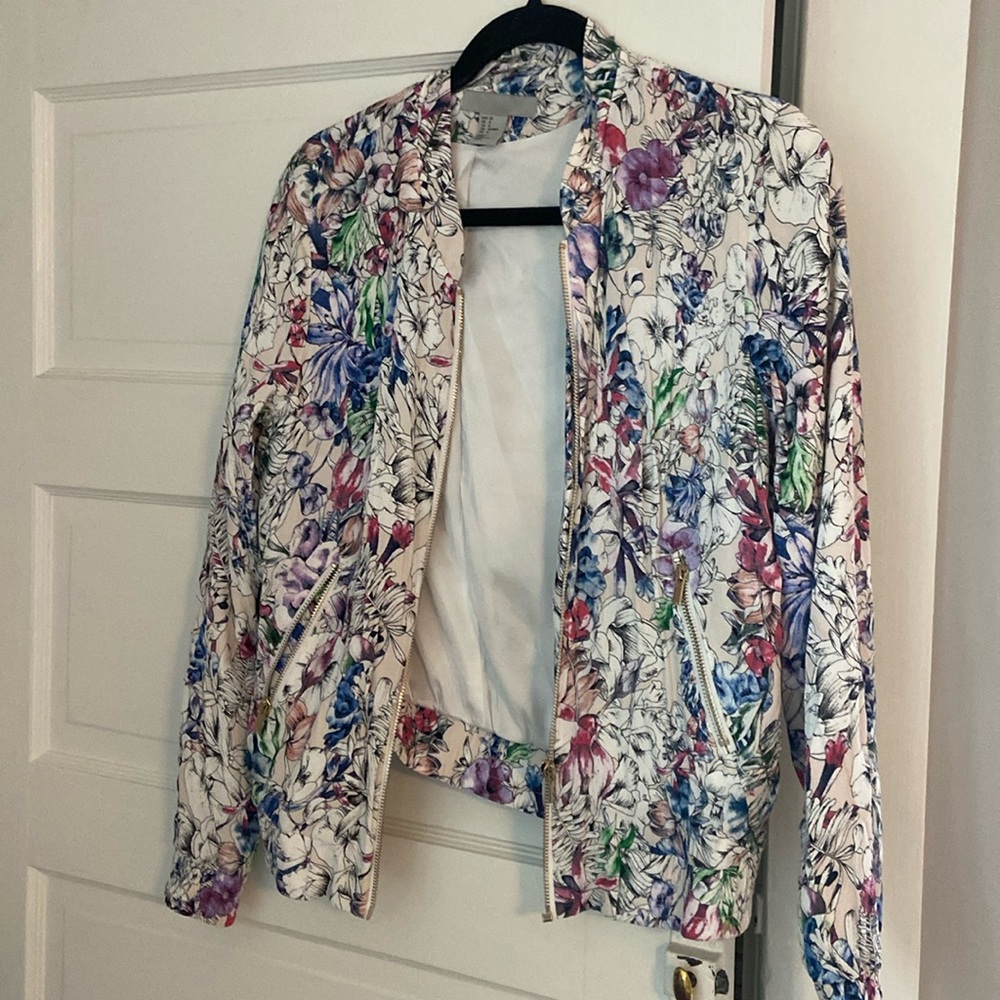 H&M floral light bomber jacket size 8